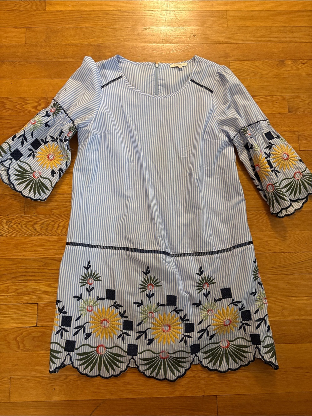 Skies Are Blue Light Blue & White Striped Sleeveless Top